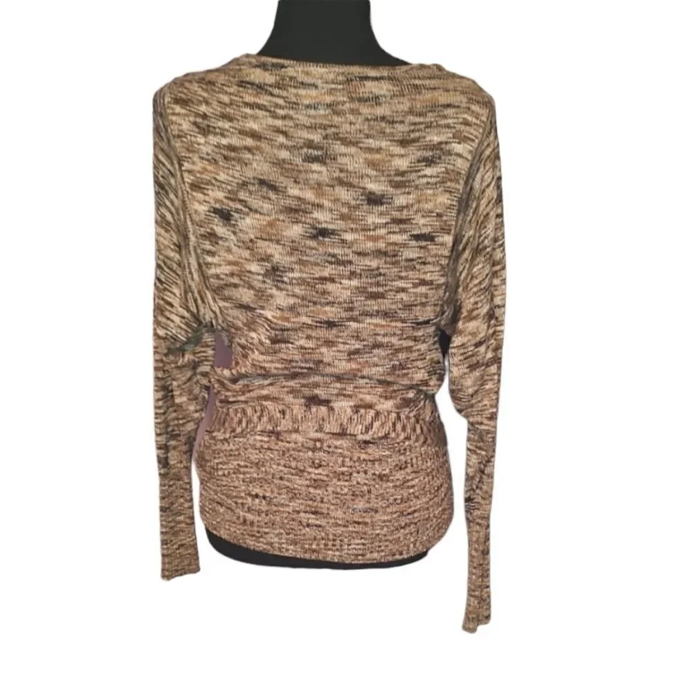 White House Black Market Beige Black Gray V Neck Sweater Small - Picture 3 of 4